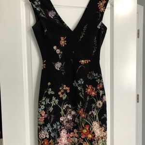 Zara fitted  black floral dress Small